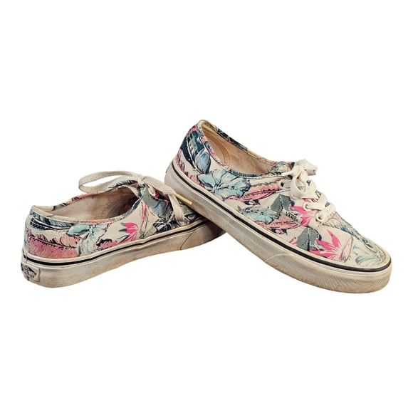 Vans Off The Wall Hawaiian Floral Tropical Pink and Blue Print Womens Sneakers 7 - Picture 1 of 8